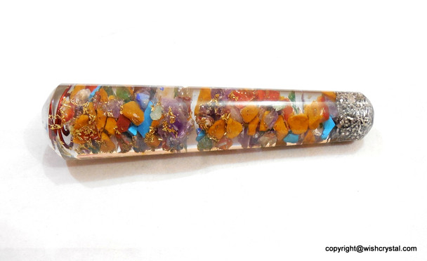 Chakra Orgonite Wand with 7 Chakra Stones