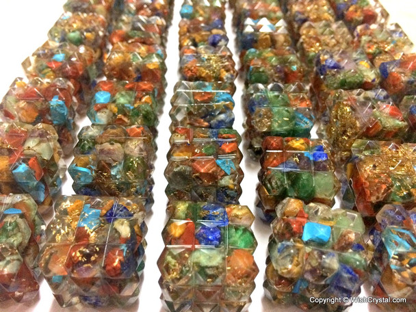 Lot of 25 Orgonite Cube points for Energy 7 Chakra Stones filled Aura Energy Generators