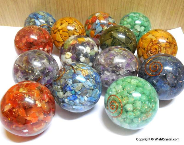 Yellow Aventurine Crystal Orgonite Sphere EMF Protection Healing