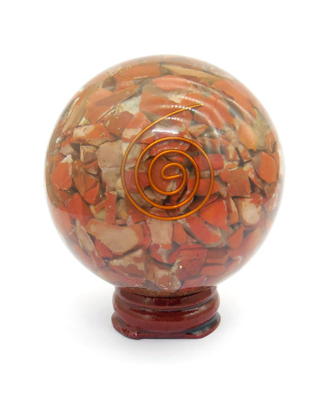 Red Jasper Orgonite Sphere EMF Protection Healing - 60 mm