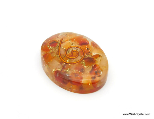 Carnelian Aventurine Orgonite Oval Worry Stone