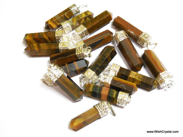 Lot of 50 Tiger Eye Point Pendants for Reiki Crystal Healing