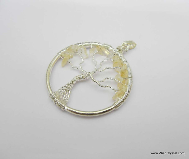 Citrine Tree of Life Pendant - Round