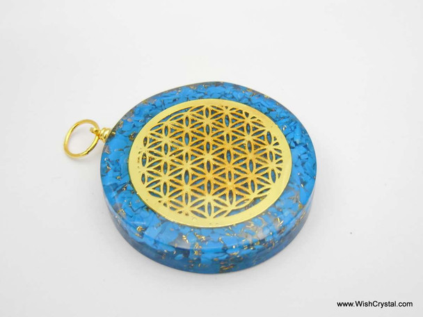 Halo Turquoise Orgonite pendant with Infinity metal