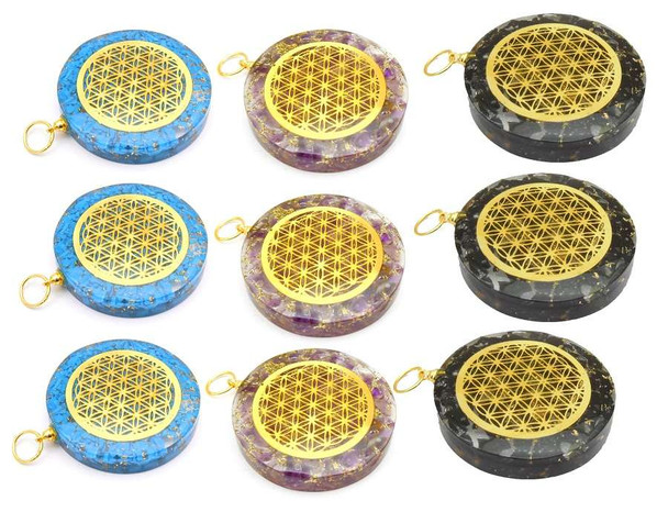 Bag of 10 Orgonite pendants with Infinity metal