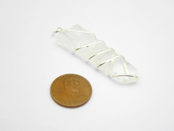 Crystal Quartz 1 3/4 inch wire wrap pendant