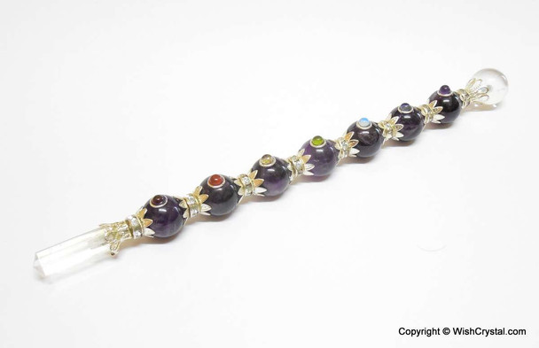 Amethyst Sphere Chakra Crystal Wand