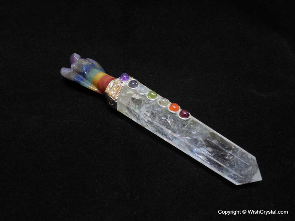 Crystal Quartz with Bonded Crystal Angel Wand