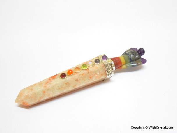 Sun Stone with Bonded Crystal Angel Wand