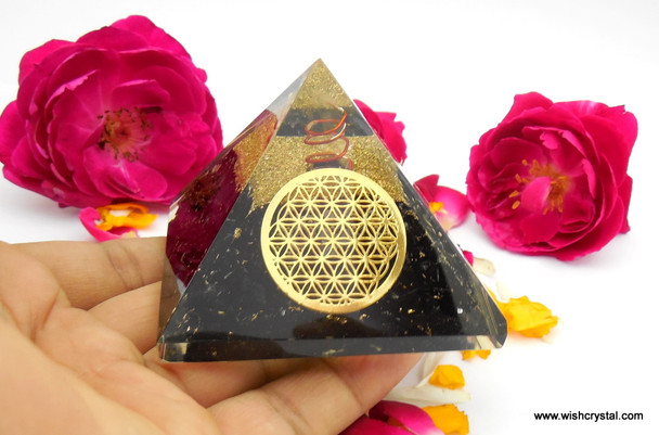 Black Tourmaline Pyramid with Infinity Metal