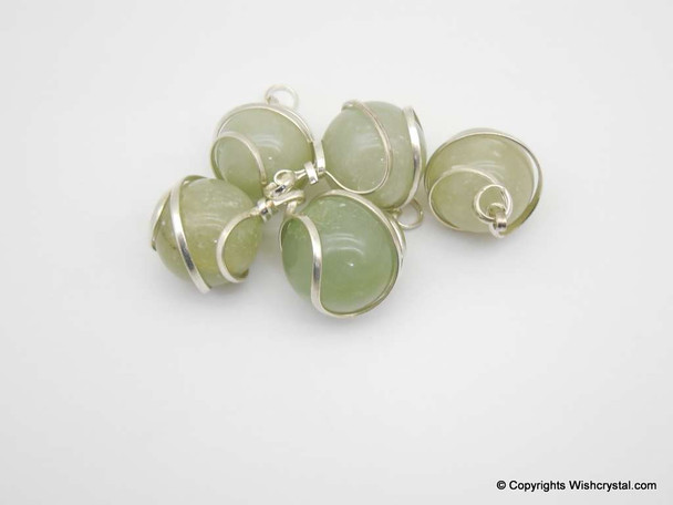 Green Aventurine sphere / ball wire wrap pendant