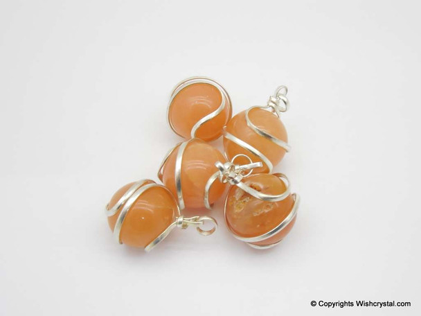 Red Aventurine sphere / ball wire wrap pendant