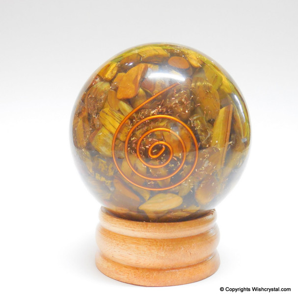 Tiger Eye Orgonite Sphere EMF Protection Healing - 60 mm