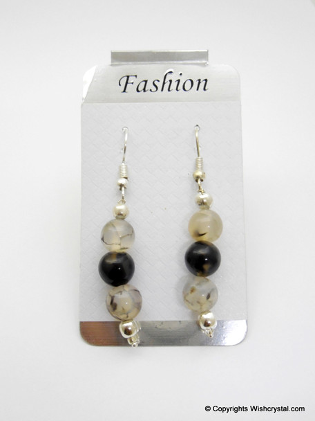 Black Moonstone Beads Earring