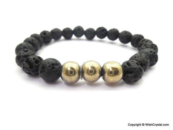 Pyrite & Lava Beads Chakra Bracelet