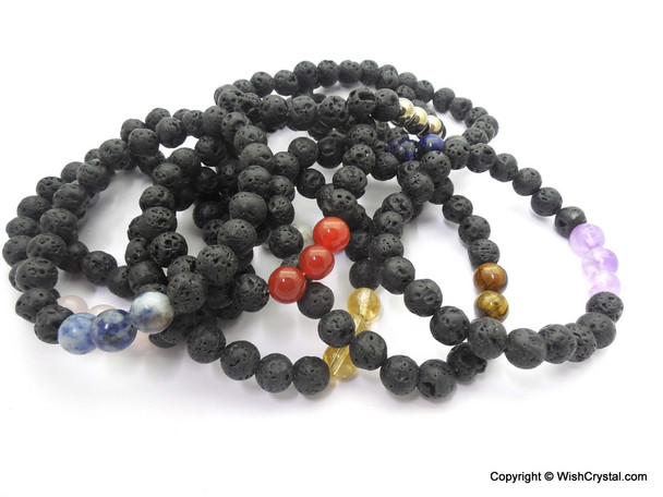 Pyrite & Lava Beads Chakra Bracelet