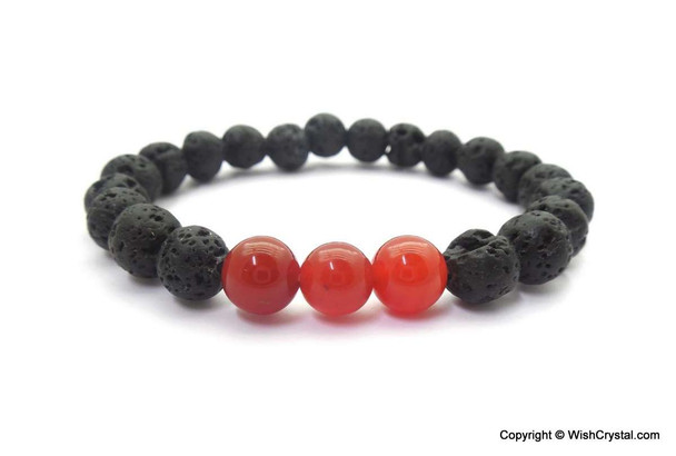 Carnelian & Lava Beads Chakra Bracelet