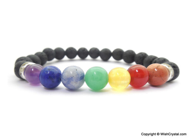 Chakra Stones & Lava Beads Bracelet