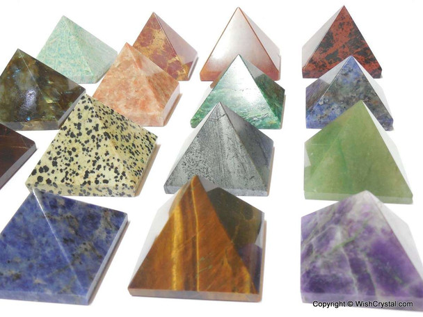 Bag of 5 Mixed Big Size Gemstone Pyramids 2-inch