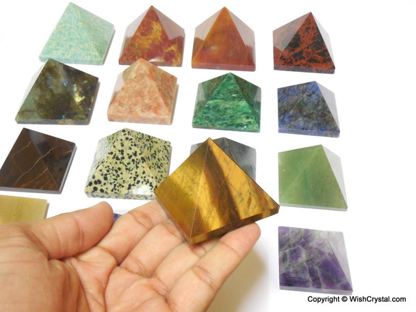 Bag of 5 Mixed Big Size Gemstone Pyramids 2-inch