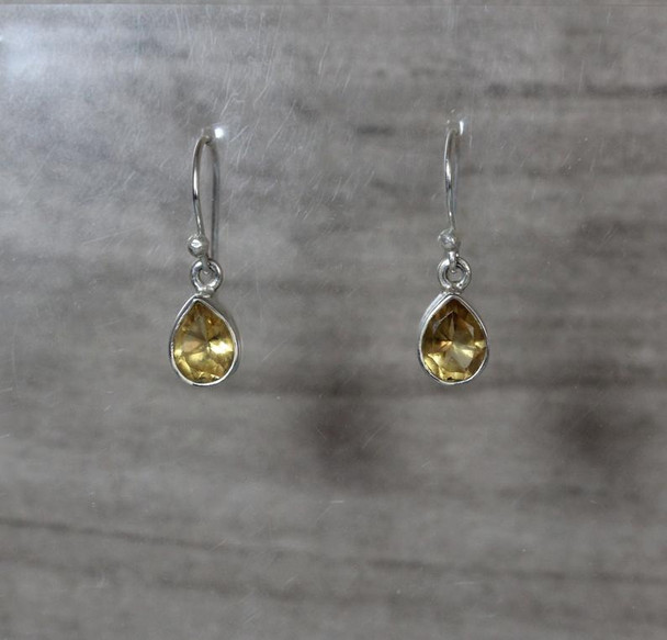 Cute Citrine Drop Dangle Earrings Yellow Pear Cut Natural Gemstones
