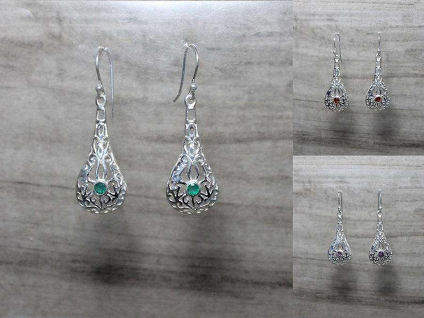 Elongated Filigree Drop Silver Dangle Earrings