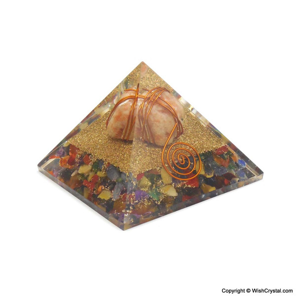 Sunstone wire-wrap orgonite pyramids - 60 mm