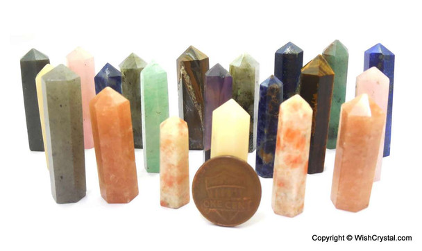 Bag of 100 Natural Crystal Points of various assorted crystals