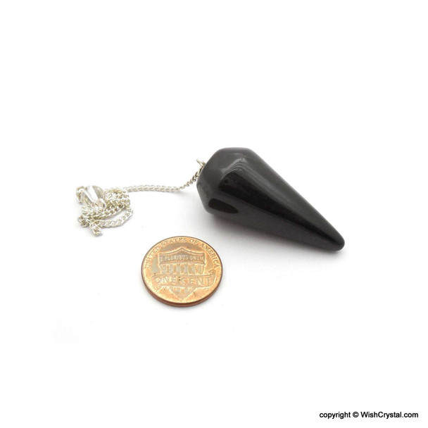 Black Obsidian Pendulum - round surfaced