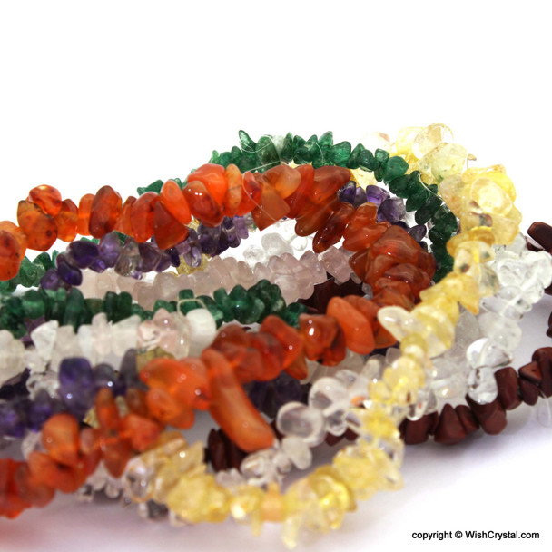 Natural Crystal Chakra Stones Petite Chips Bracelets