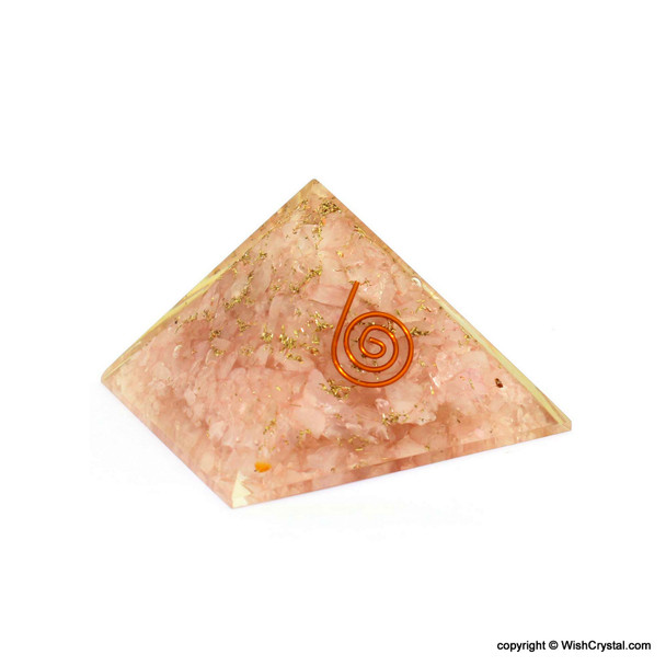 Natural Crystal Filled Chakra Orgonite Pyramid with Copper Coil