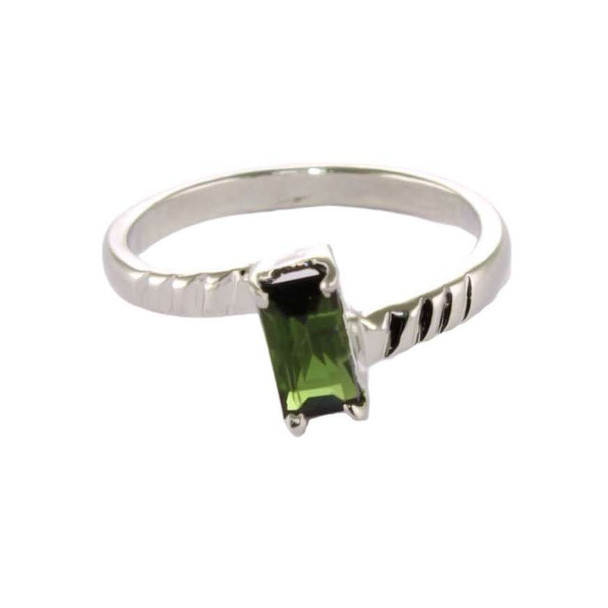 Green Tourmaline Handmade Silver Band