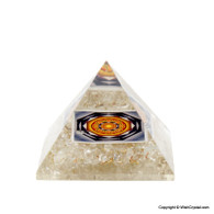 Crystal Quartz Orgonite Pyramid with Sacred Geometry sign