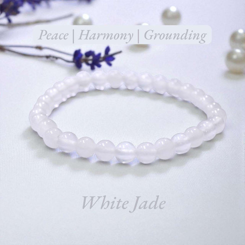 White Jade Bracelet Wholesale - 6 mm Energy Beads