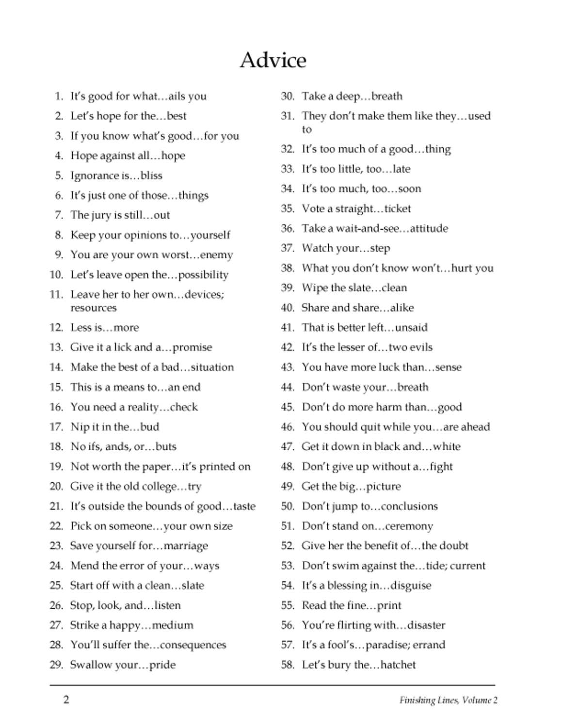 FINISHING LINES Volume 2 ElderSong by Emerald LLC