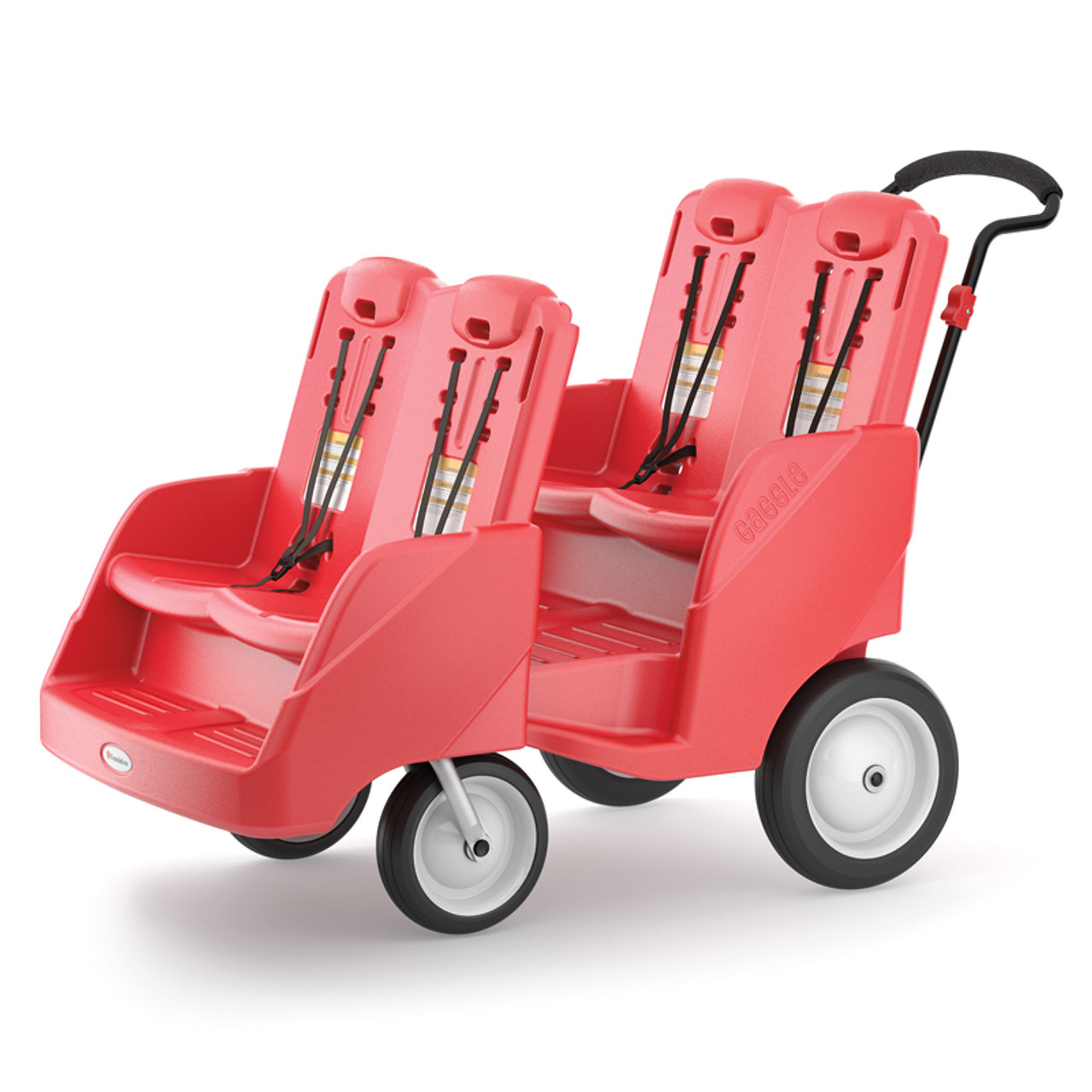 Red 5 seat stroller with black handles
