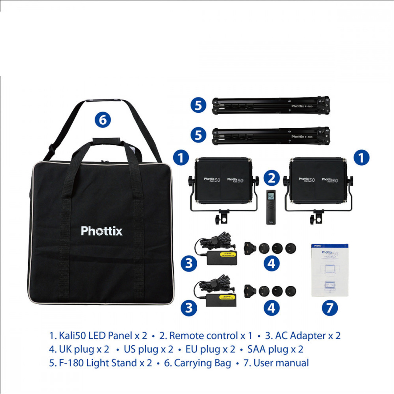 Phottix Kali 50 LED Light Twin Kit Set 雙燈套裝