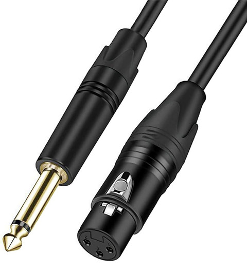 XLR Female Cannon to 6.35mm TS Male Jack Audio Cable 2m