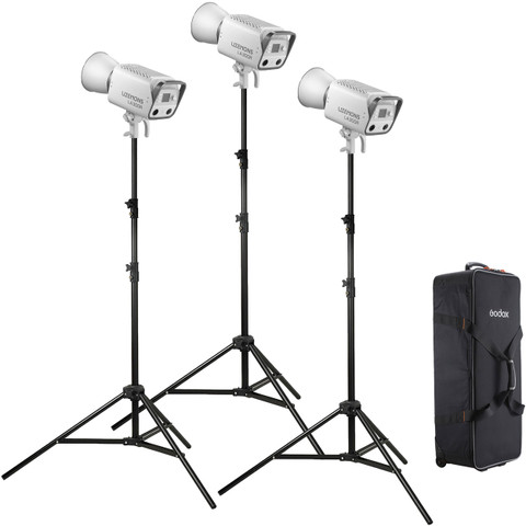 Godox LA300R K3 三燈連三支燈架及 CB-06 有輪箱套裝
