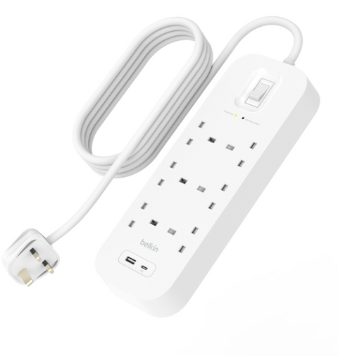 Belkin Connect 6位防雷保護拖板（1個 USB-C + 1個 USB-A｜18W｜2米） 圖 1