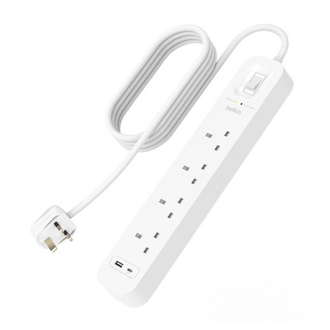 Belkin Connect 4位防雷保護拖板（1個 USB-C + 1個 USB-A｜18W｜2米） 圖 1
