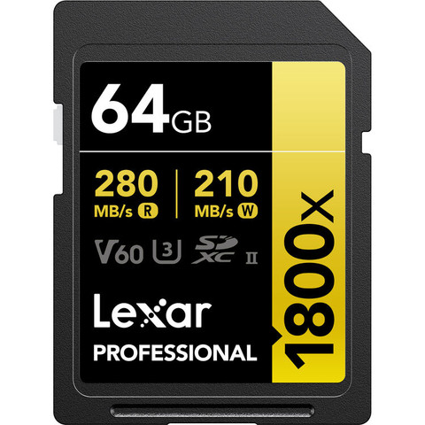 Lexar Professional 1800x SDXC UHS-II Card GOLD Series 記憶卡 (64GB)
