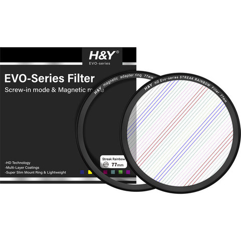 H&Y HD Evo-Series Magnetic Streak-Rainbow Filter 彩虹拉絲濾鏡 (77mm)