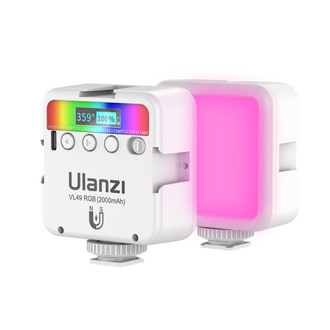 Ulanzi VL49 RGB 白色迷你補光燈正面及背面