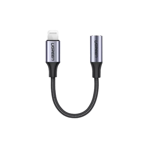 Ugreen 綠聯 Apple Lightning 至 3.5mm TRRS 灰銀色編織轉接線