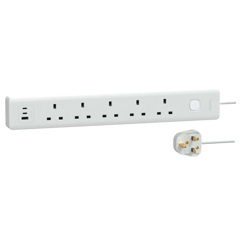Schneider Easy 5位拖板 20W USB-A+C (白色)