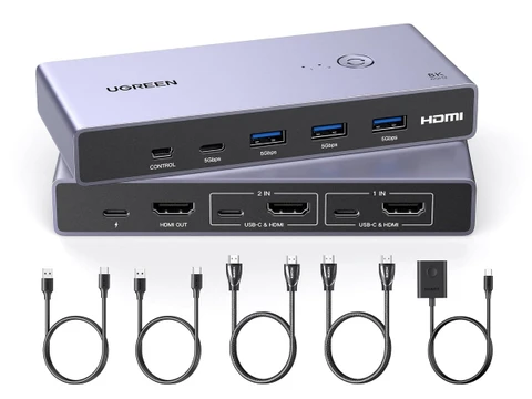 Ugreen 綠聯 CM692 HDMI 2.1 KVM Switch 2 In 1 Out 切換器