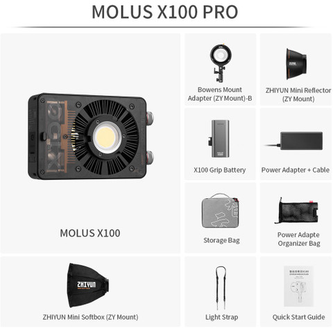 Zhiyun 智雲 X100 Pro Set 100W COB LED 迷你雙色補光燈專業套裝