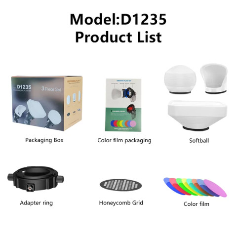 LENSGO D1235 Diffuser Dome Bounce Softbox Flash Accessories Kit 閃光燈柔光配件套裝