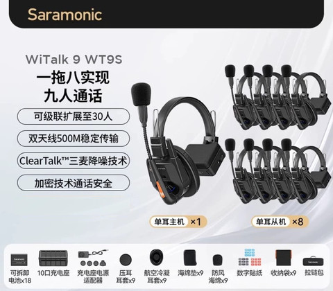 Saramonic WiTalk9 WT9S Wireless Headset Intercom System 無線通話系統